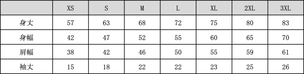 サイズチャート
